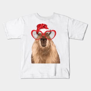 Christmas Hipster Capybara Kids T-Shirt